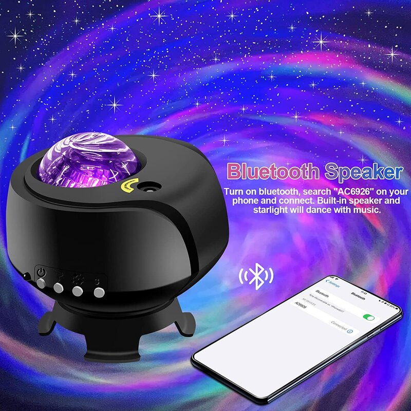 Proyektor galaksi, lampu malam proyektor galaksi bintang musik langit berbintang Nebula berubah warna 2023 untuk pesta rumah kamar tidur hadiah