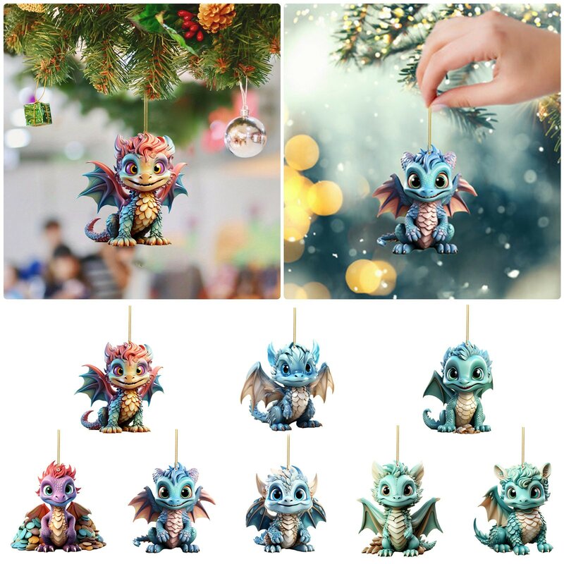 Christmas Dragon Baby Egg acrilico natale appeso ornamento albero di natale appeso ornamento ciondolo accessori Navidad 2023