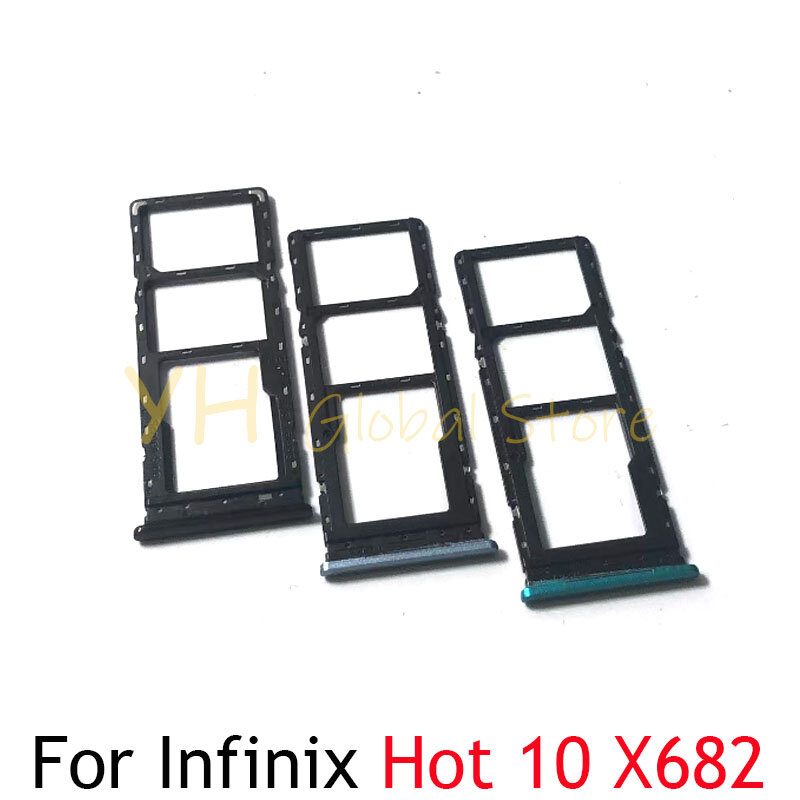 Untuk Infinix Hot 10 X682 X682B X682C / 10 Play X688 X688C tempat kartu Sim tempat kartu Sim suku cadang perbaikan
