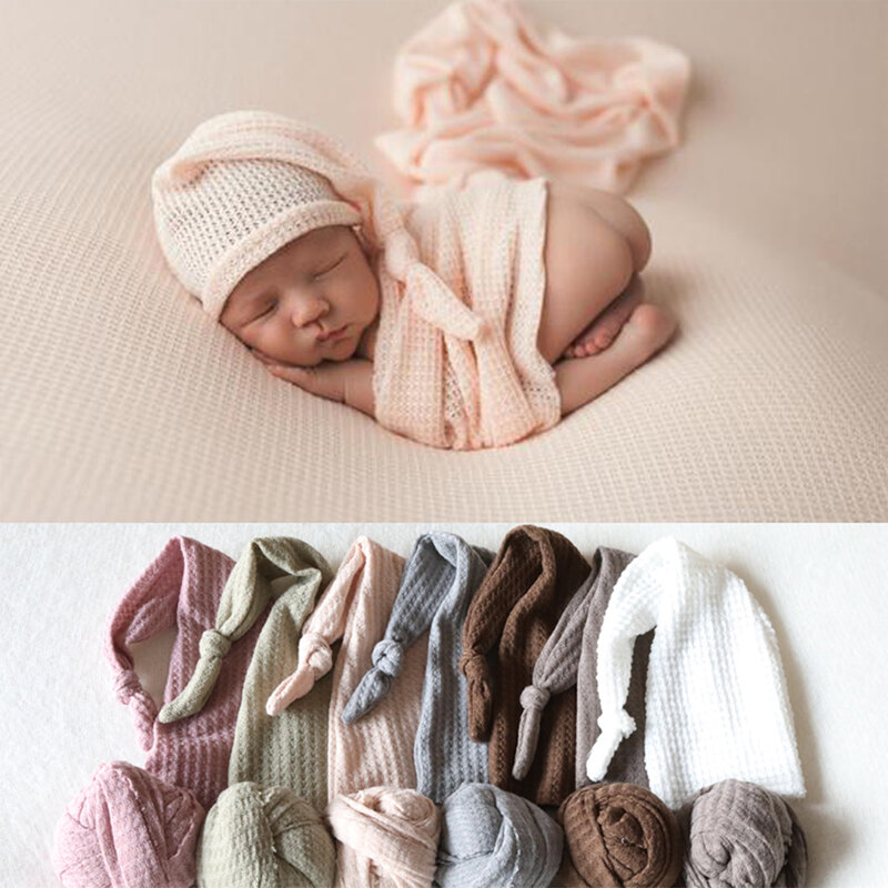 Ensemble de chapeaux + enveloppes en tricot doux pour bébé, accessoires de photographie pour nouveau-né, Bonnet pour bébé garçon et fille, Studio Photo cocon