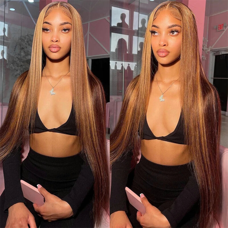 30 32 Inch Highlight Ombre 13x4 Straight Lace Frontal Wigs For Women P427 Colored Lace Front Human Hair Wigs 13x6 Lace Front Wig