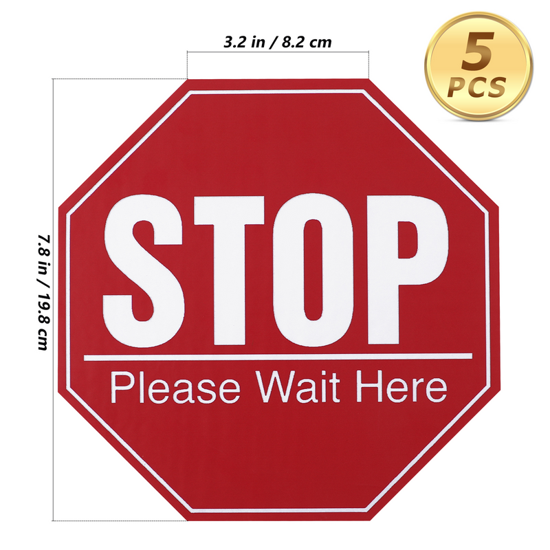 Toyvian Stop 표지판 스티커 벽 데칼, 버스 정류장 표지판, 바닥 글자, 편지 스티커, 교실 접착 바닥, 8x8 인치