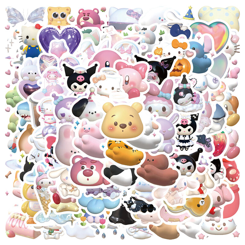 10/30/50/110PCS Cute Mixed Sanrio HelloKitty Kuromi Cinnamoroll Stickers Cartoon DIY Decals  Suitcase Phone Laptop Decals Toys