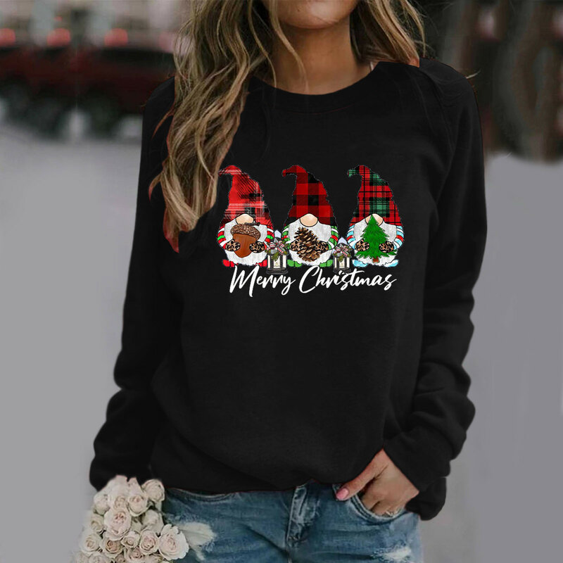 Weihnachten Sweatshirt Frauen Langarm Print Pullover Tops Weihnachts feier Rundhals ausschnitt Sweatshirts Damen Casual Festival Kleidung