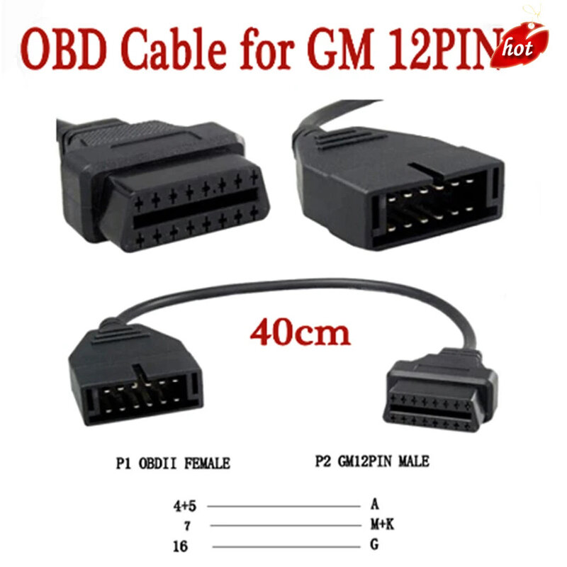 Kabel OBD2 Kualitas Terbaik untuk G-M Daewoo 12 Pin Ke 16 Pin OBD2 Konektor Adaptor 12 Pin Ke 16 Pin Kabel ForGM Daewoo Pengiriman Cepat