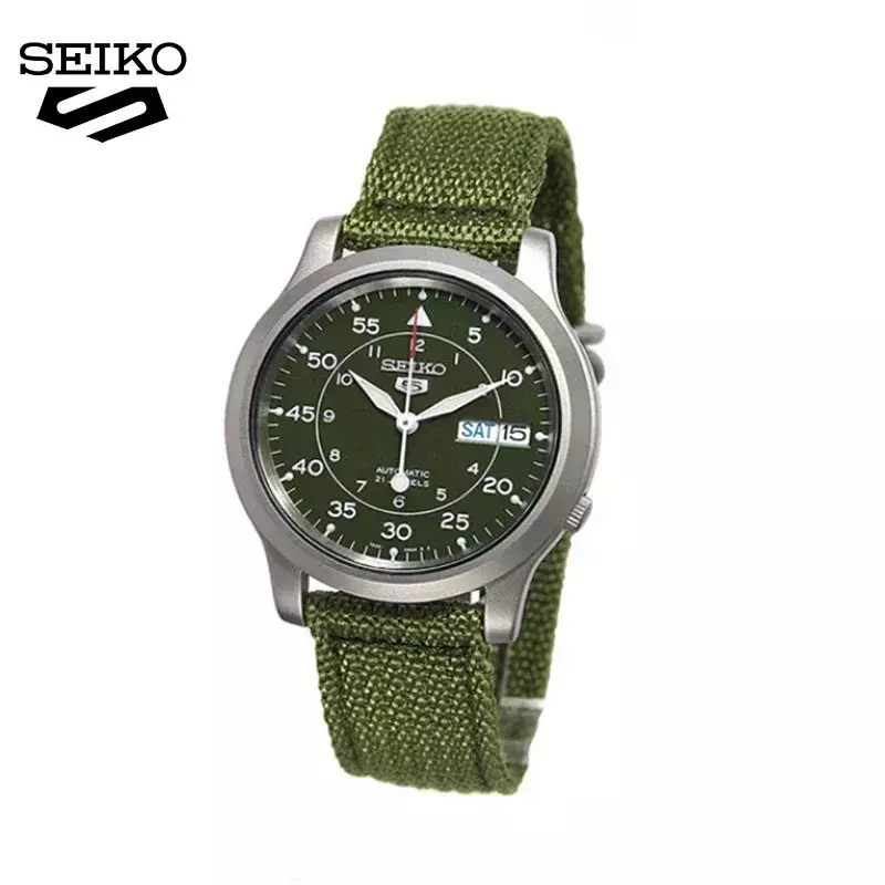 Originele Seiko Snk805 Heren Quartz Luxe Groene Wijzerplaat Stof Horloge Casual Sport Mode Luxe Heren Horloges Automaat