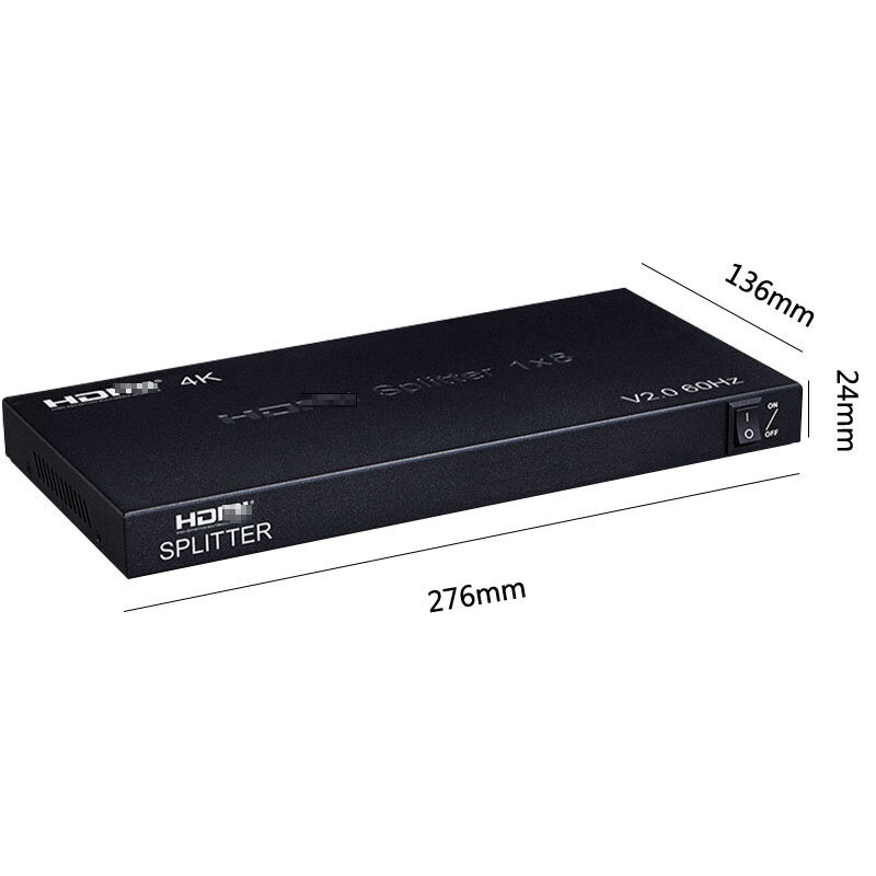 4K 1 w 8 Out dla splittera kompatybilnego z HDMI 1x8 wyświetlacz rozdzielacz Audio wideo konwerter dla PS4 DVD Laptop PC do projektora TV