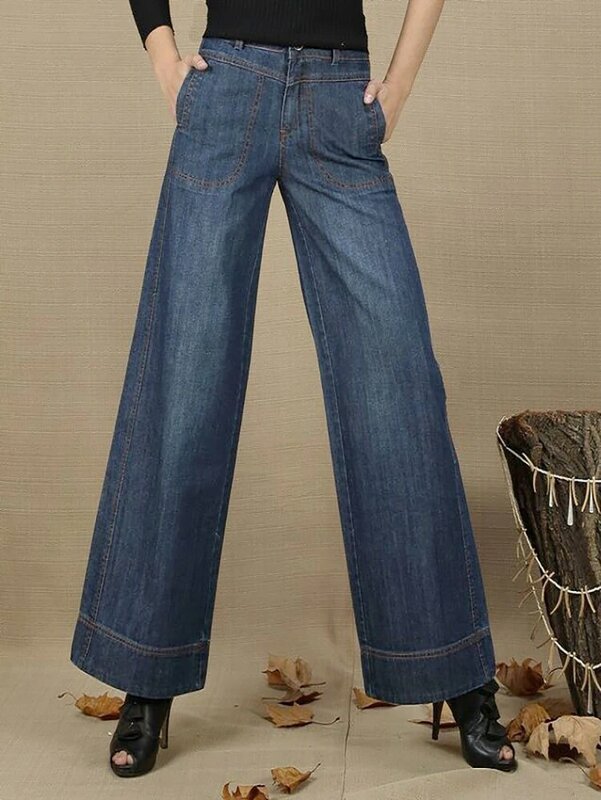 Jeans feminino de cintura alta, calças retas largas largas, calças casuais de emagrecimento, novas, primavera e outono, 2024