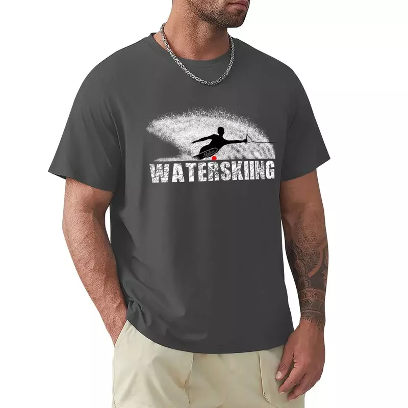 Slalom Wassers ki fahrer Silhouette gegen Spray T-Shirt Bluse übergroße Jungen weiße schlichte schwarze T-Shirts Männer