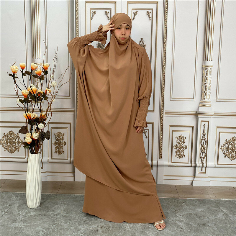아바야스 기도복 세트, 아바야 여성 히잡 드레스, 이슬람 카프탄 로브, 긴 키마르 이슬람 의류, 아바야스 라마단 이드, 2 피스