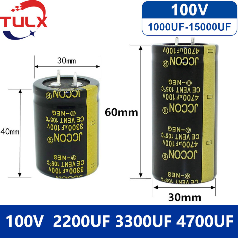2 Stuks 100V Condensator 1000Uf 2200Uf 3300Uf 4700Uf 6800Uf 10000Uf Opstarten Condensator 15000uf Audio Elektrolytische Condensator 15000UF100
