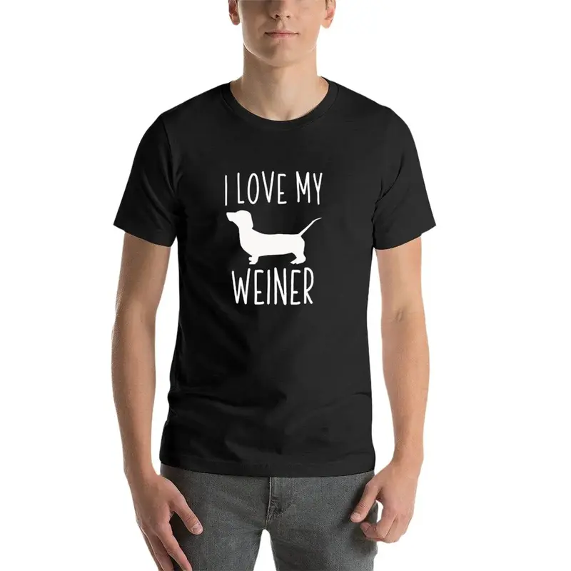 I Love My Weiner T-Shirt ukuran plus pria vintage grafis kaus besar dan tinggi