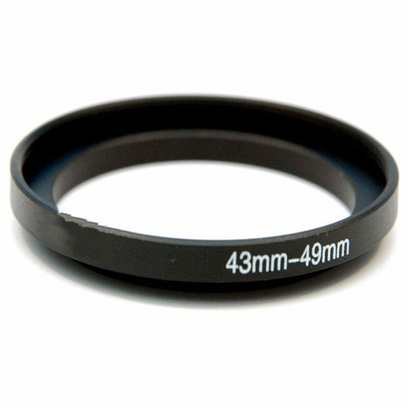 Alumínio Preto Step Up Filter Ring, Adaptador para Canon, Nikon, Sony DSLR Camera Lens, 43 a 49mm, 43 a 49mm