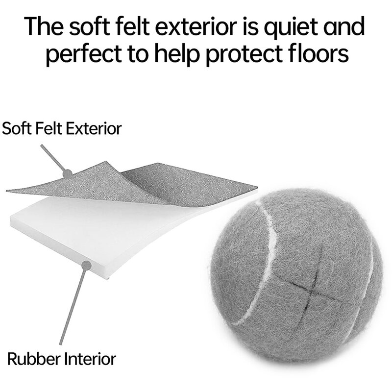 家具の脚と床の保護のための2個のプリントウォーカーテニスボール、頑丈で長持ちするフェルトパッドをカバー