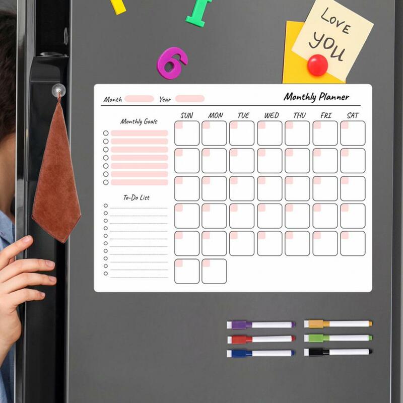 Advanced Anti-fouling Technology Planner Magnetic Whiteboard Weekly Planner Set 9pcs for Fridge with Dry-erase Message for Home