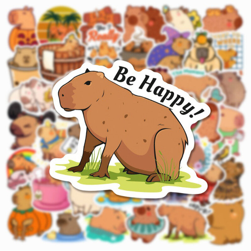 Capybara ملصقات الكرتون الكتابة على الجدران ، الديكور الجمالي ، لتقوم بها بنفسك ، كمبيوتر محمول ، الثلاجة ، دفتر الملاحظات ، القرطاسية ، ألعاب الاطفال ، لطيف ، 10 قطعة ، 30 قطعة ، 50 قطعة