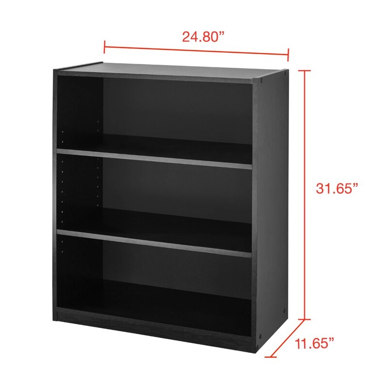 Estantería de 3 estantes con estantes ajustables, roble negro verdadero