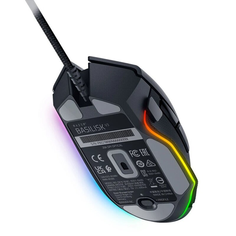 Razer Basilisk V3 Mouse da gioco ergonomico personalizzabile interruttore Mouse da gioco più veloce-illuminazione Chroma RGB-sensore ottico 26K DPI