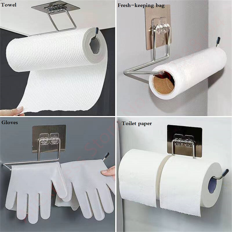 Adhesive Toilet Paper Holder Bathroom Kitchen Organizer Towel Roll Rack Hanging Storage Stand Napkin Dispenser WC Accessories