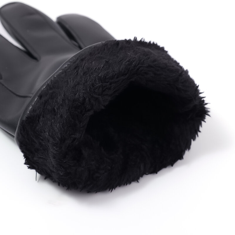 PU Leder Touchscreen Handschuhe Frauen Männer Winter Handschuhe Plüsch Velet Warme Voll Finger Handschuh Wind Radfahren Fahren Handschuhe