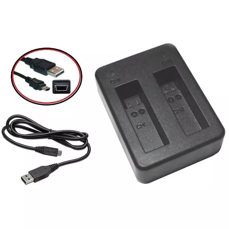 Carregador USB de porta dupla para GoPro Hero 4, câmera esportiva digital, acessórios de bateria, AHDBT-401, AHDBT401, GoPro