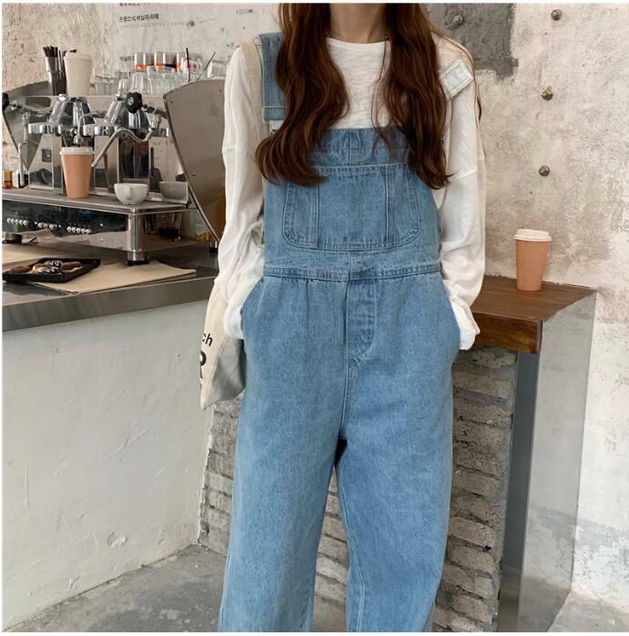 Jumpsuits Women Long Denim Strap Slim Summer All-match Vintage Womens Fashion Streetwear BF Ulzzang Leisure Simple Chic Students