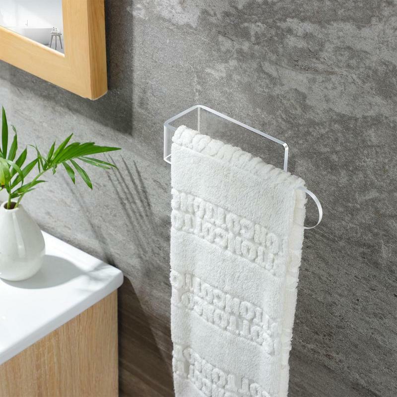 Barra de toalla de acrílico en forma de U para baño, soporte de anillo de toalla de mano sin perforación para inodoros Rvs, salas de lavandería
