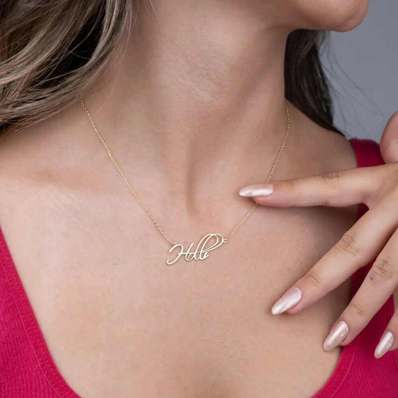 Ожерелье с именем на заказ, персонализированное модное металлическое ожерелье из нержавеющей стали, простое Стильное женское ювелирное изделие, подарок на день рождения пары