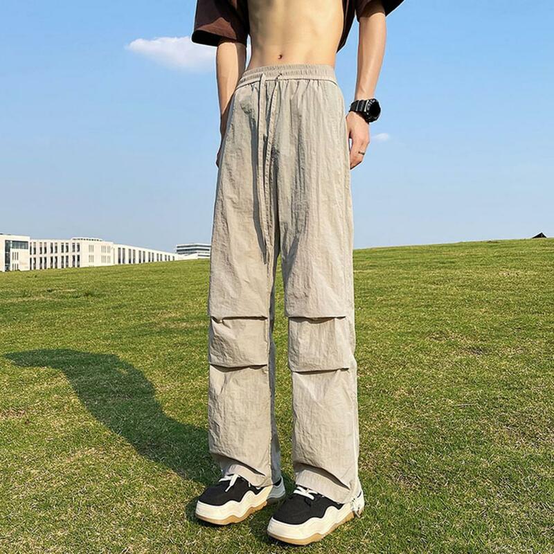 FJMen-Pantalon de survêtement à jambe large pour homme, taille réglable, ourlet zippé, poches latérales, entraînement de gym, jogging, grande taille