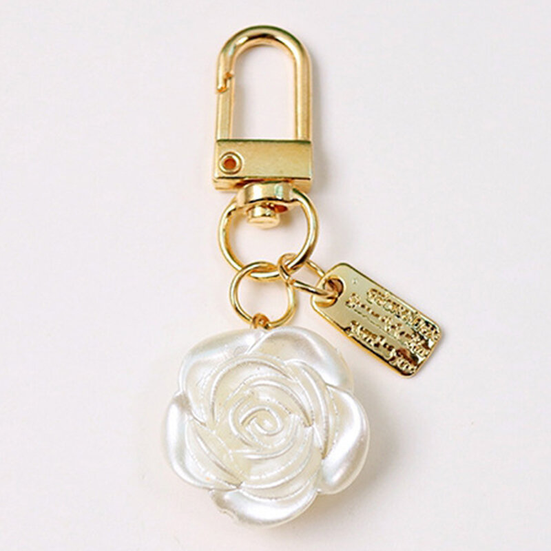 Vintage Pearl Keychains Elegant Roses Bowknot Pendant Keyring For Women Girls Handbag Headphone Case Decoration Accessories