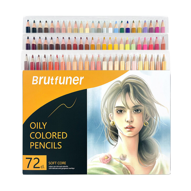Brutfuner-lápices de colores de tono de piel de madera, lápiz de dibujo a base de aceite de núcleo suave, suministros de arte para principiantes, 26/50/72 colores, nuevo