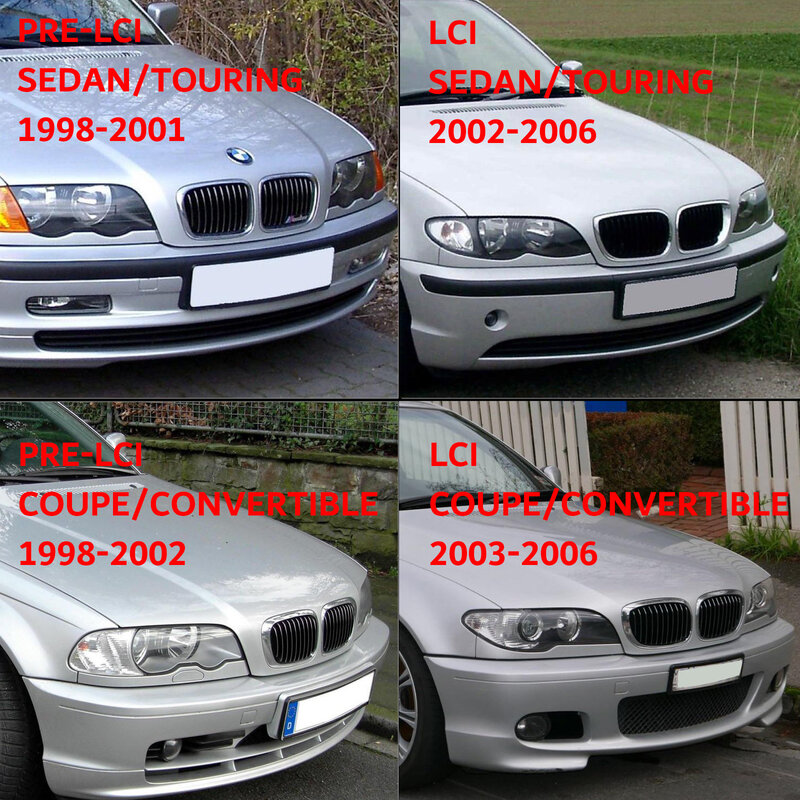 Grade preta do rim da frente do carro, Grill Facelift, 2 portas Coupe, 4 portas Sedan Tuning, BMW E46