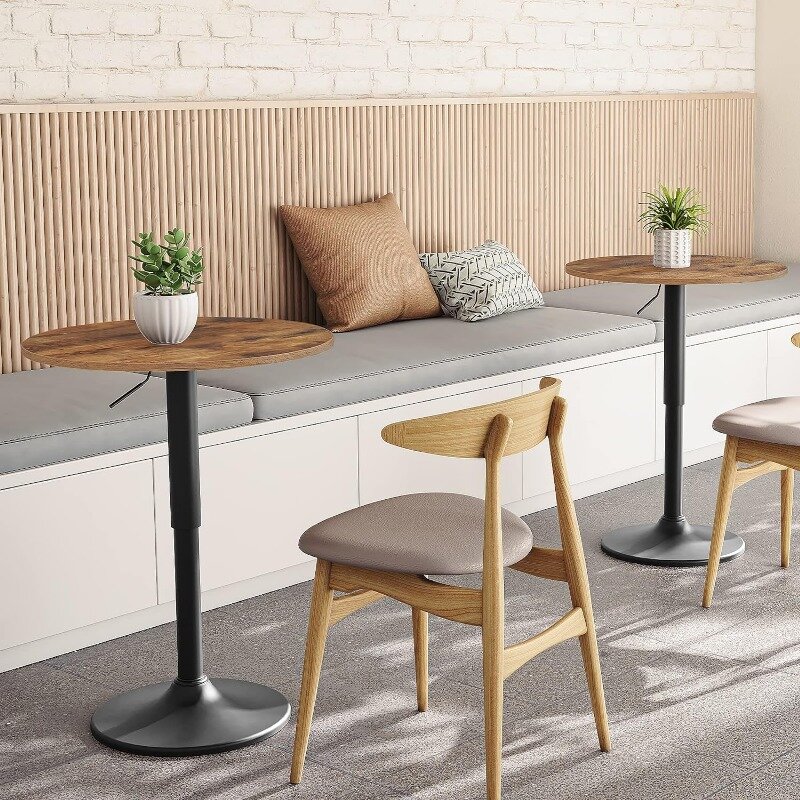 HOOBRO-Mesa de bar redonda ajustável em altura, mesa de bar, mesa de coquetel com base resistente, estilo moderno, fácil, 27-35, 4 in