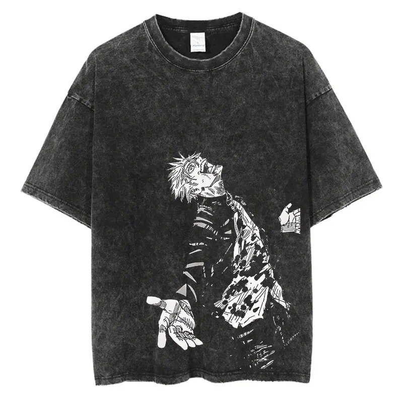 Męska letnia Harajuku 100% bawełniana koszulka z krótkim rękawem Y2K T-shirt w za dużym rozmiarze w stylu Vintage street t-shirt męski i damski