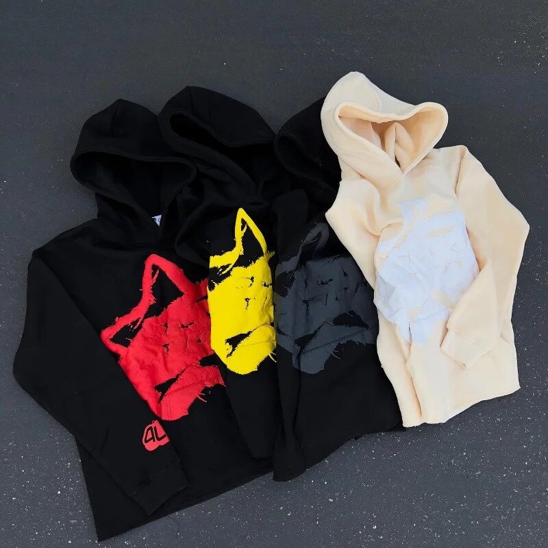 Harajuku style loose hoodie personalized print hiphop versatile streetwear long-sleeved pullover sweatshirt oversized hoodie top