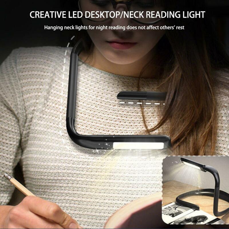Светодиодная Подвесная лампа для чтения на шею, 3 цвета, плавное затемнение, вращение на 270 °, защита глаз, сенсорный датчик, освещение для книги, Прямая поставка