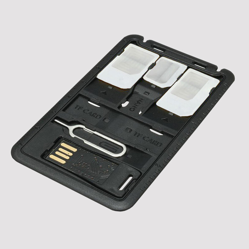 Kit adattatore SIM sottile All in One formato carta di credito con lettore di schede TF e Pin di espulsione del vassoio della carta SIM, supporto per SIM Card