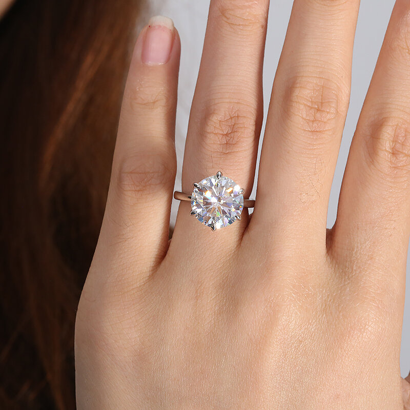 Igi D Kleur 5Ctsolid 14K Wit Goud Lab Geteeld Diamant Cvd Hpht Ring Voor Vrouwen Ronde Gesneden Ring Voor Valentijnsdag Verlovingsgeschenk