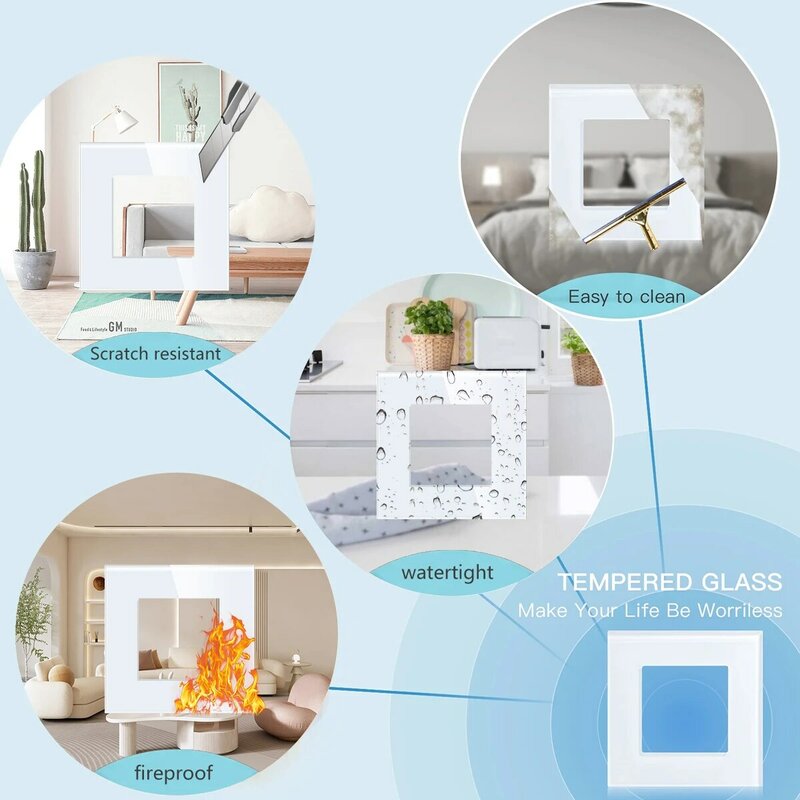TouchMi Touch Light Switch With EU USB Wall Sockets with TV CAT6 Rj45 Connector Led Switches 1/2/3Gang 1Way Crystal Wall Switch