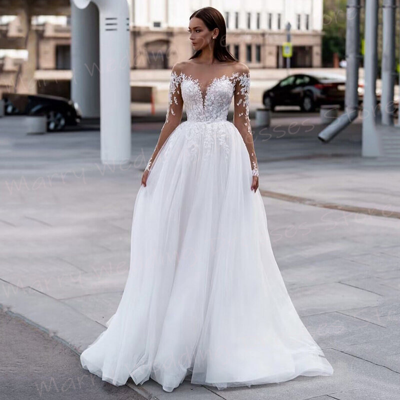 Женское свадебное платье It's yiiya, белое кружевное платье трапециевидной формы на пуговицах с длинными рукавами и аппликацией на лето