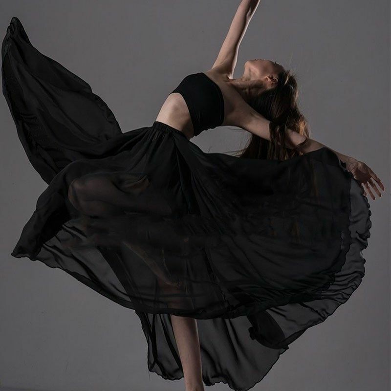 Dança Flamenca do Ventre Saia Longa, Balé Cigano, Performance de Dança Clássica, Elegante, Cor Sólida, Novo, Outono e Inverno, 2022
