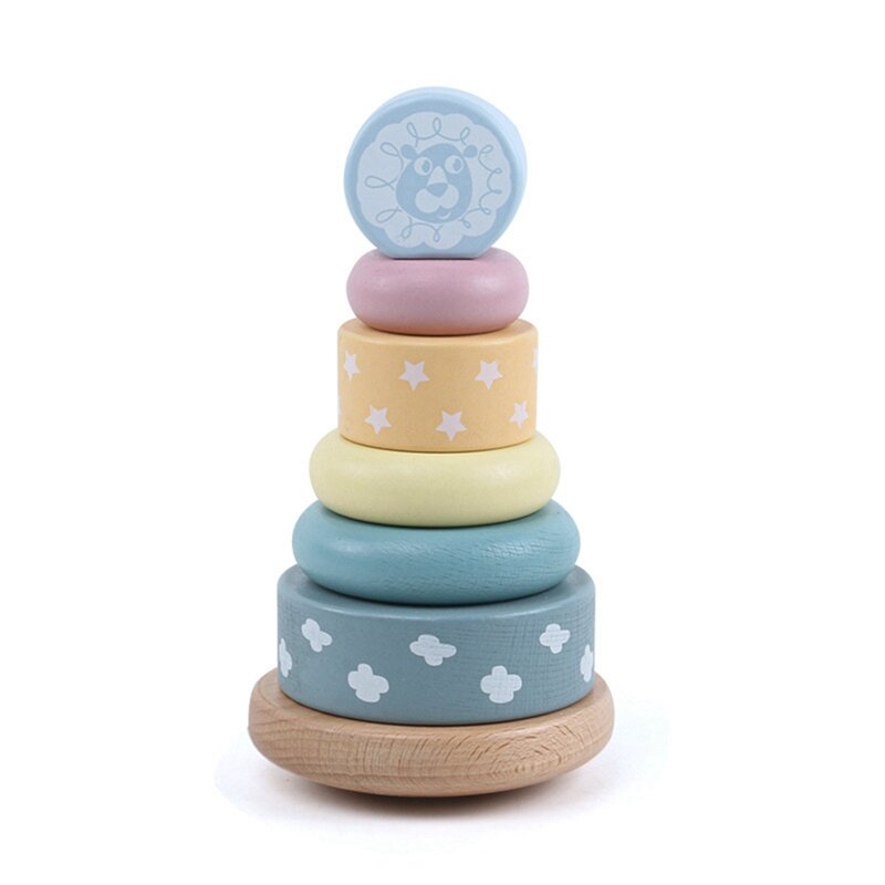 Wooden Stacking Tower,Macaron Colored Non-Reverse Educational Toys Handmade Wooden Toy For Stacking For Childs Gifts
