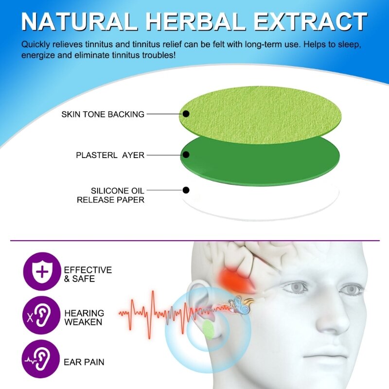 Alivio del tinnitus para zumbido oído, parches tratamiento para alivio del tinnitus a base hierbas naturales