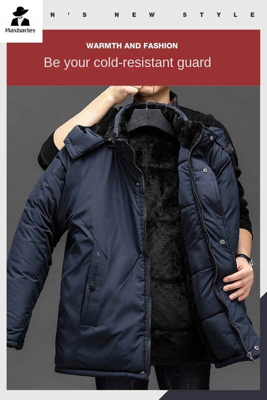 2023 New Men's Parka Coat -30 ℃ Winter Luxury Jacket Detachable Hat Cold-proof Coat Men's Thick Lamb Wool Warm Snow Floor Wear