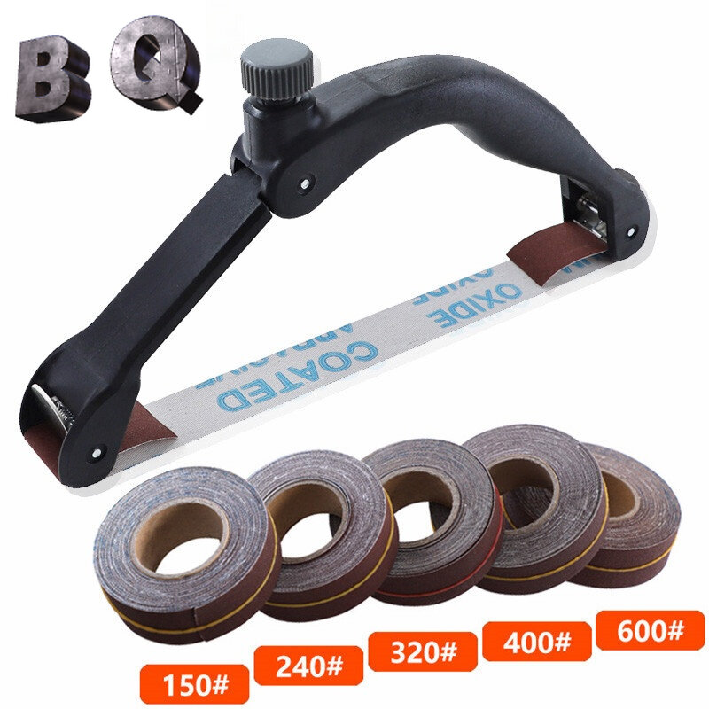 Hand-held Bow-shaped Sandpaper Holder Sanding Belt Holder Sanding Belt Roll Set Small Manual Grinding and Polishing Tool
