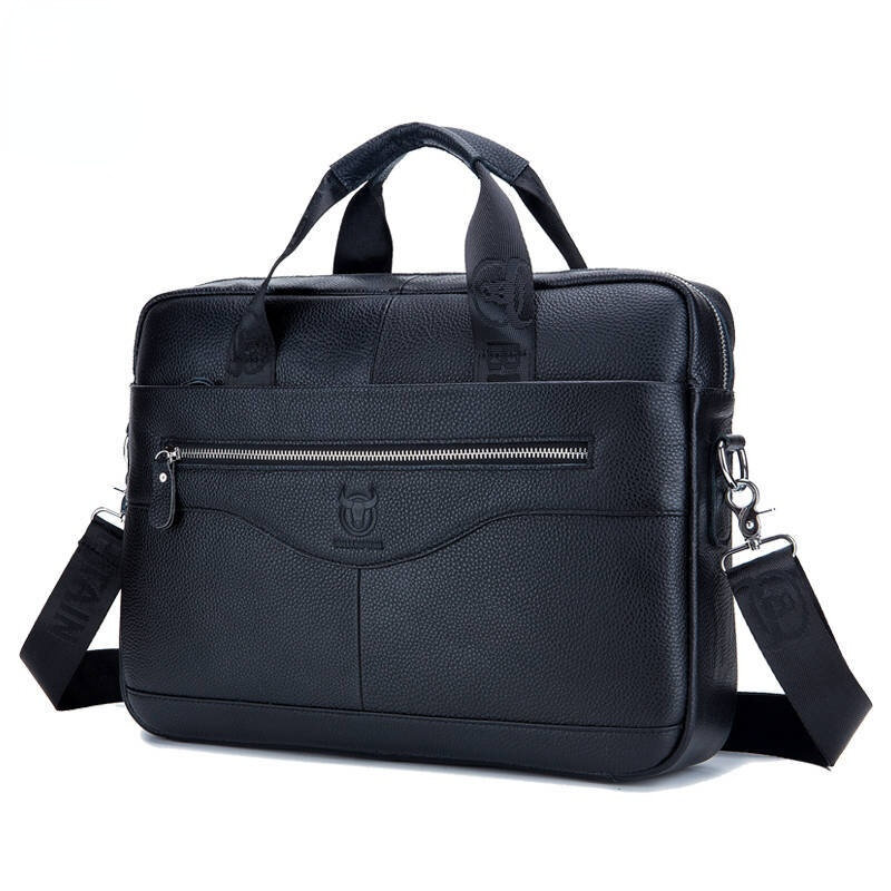 Men's Briefcase Genuine Cowhide Leather Business Laptop Messenger Bag