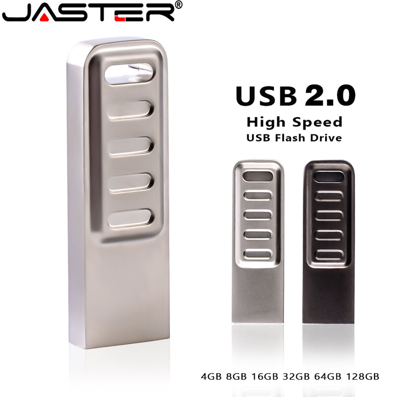 JASTER New Metal USB 2.0 Flash Drive 4GB pendrive 16GB Gifts Key Chain U Disk 32GB Pen Drives 64GB High Speed Memory Stick