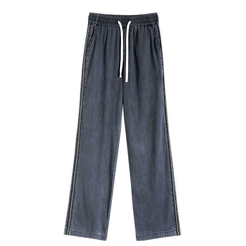 2023 Zomer Nieuwe Dunne Tencel Jeans Voor Dames Losse En Slanke Stijl Mode Veelzijdige Casual Wijde Pijpen Broek Trend