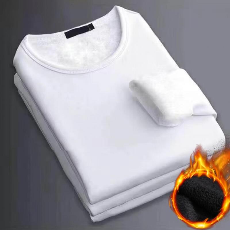 Классическая нижняя рубашка, облегающая Осенняя флисовая подкладка, нижнее термобелье, толстый мужской топ с 3D вырезом, домашняя одежда