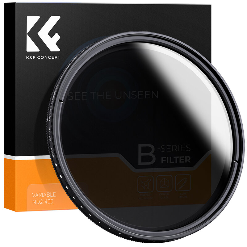 K & F Concept Variable ND Filter, 58mm, 82mm, ND2, ND400, 9 Stops, Série B, 37mm, 40,5mm, 43mm, 46mm, 49mm, 52 milímetros, 55 milímetros, 77 milímetros, 62 milímetros, 72 milímetros